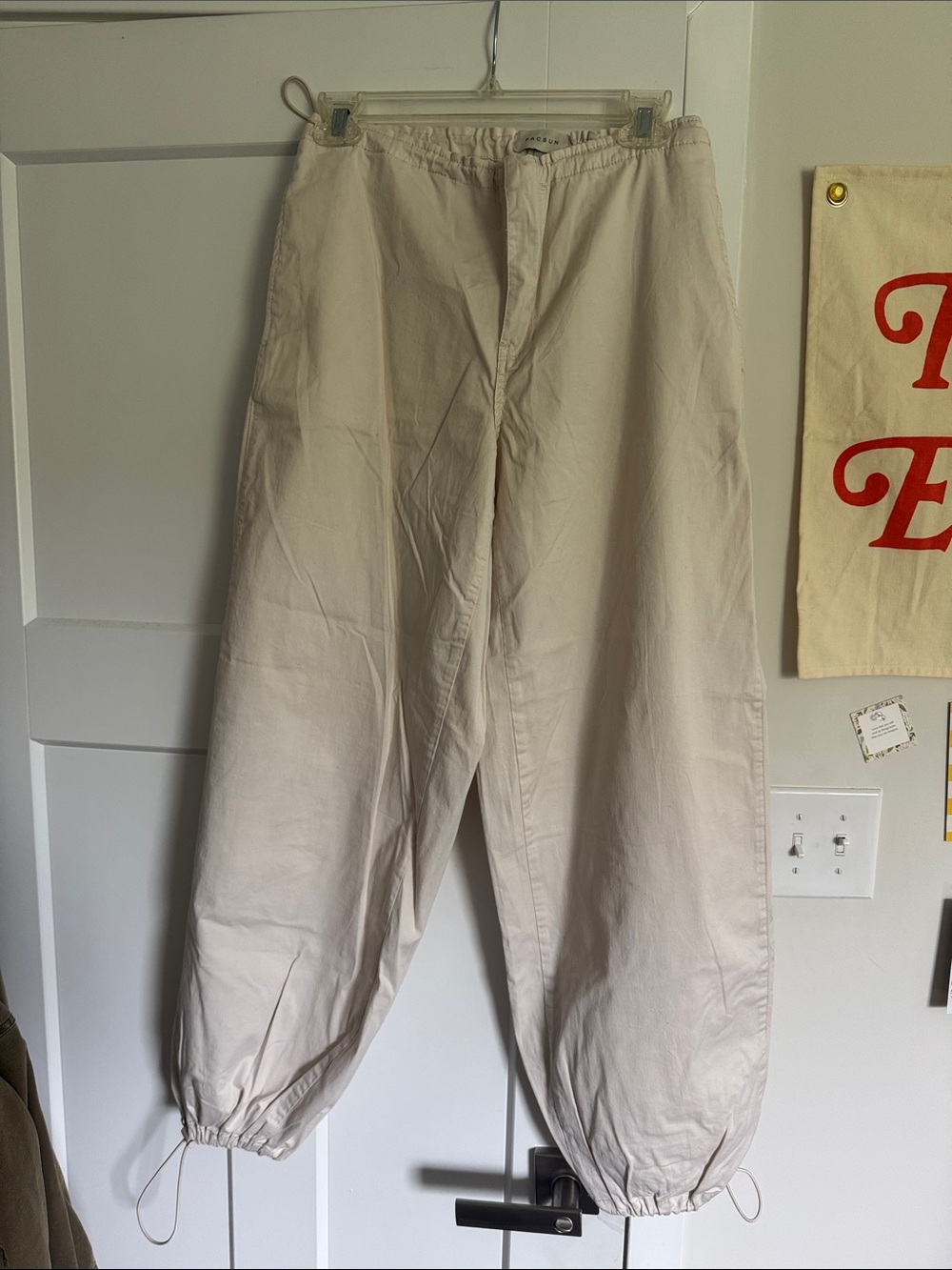 PacSun Cream Drawstring Hem Track Joggers